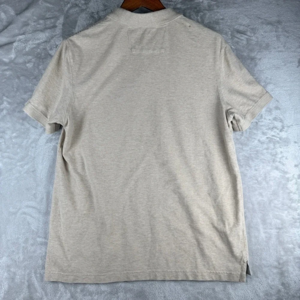 Banana Republic Men's Organic Cotton Pique Polo Shirt‎ Tan Size L Short Sleeve